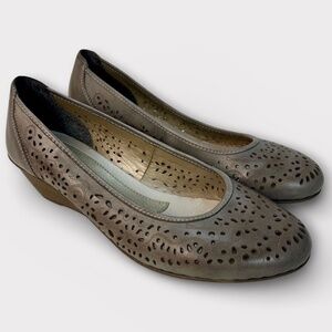 Rieker Comfort Lo Wedge Pump Grey Leather Shoe Women EU 37 Office Travel Walking